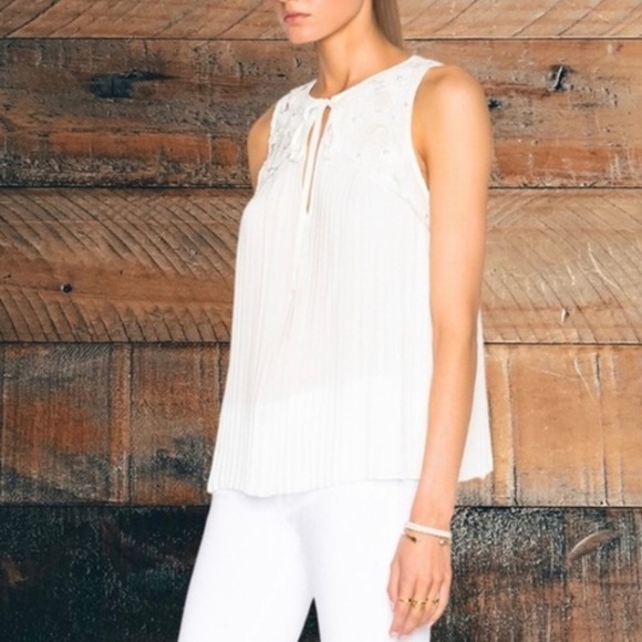 Alice & Olivia Kyrena Embroidered Pleated Top - Picture 1 of 9